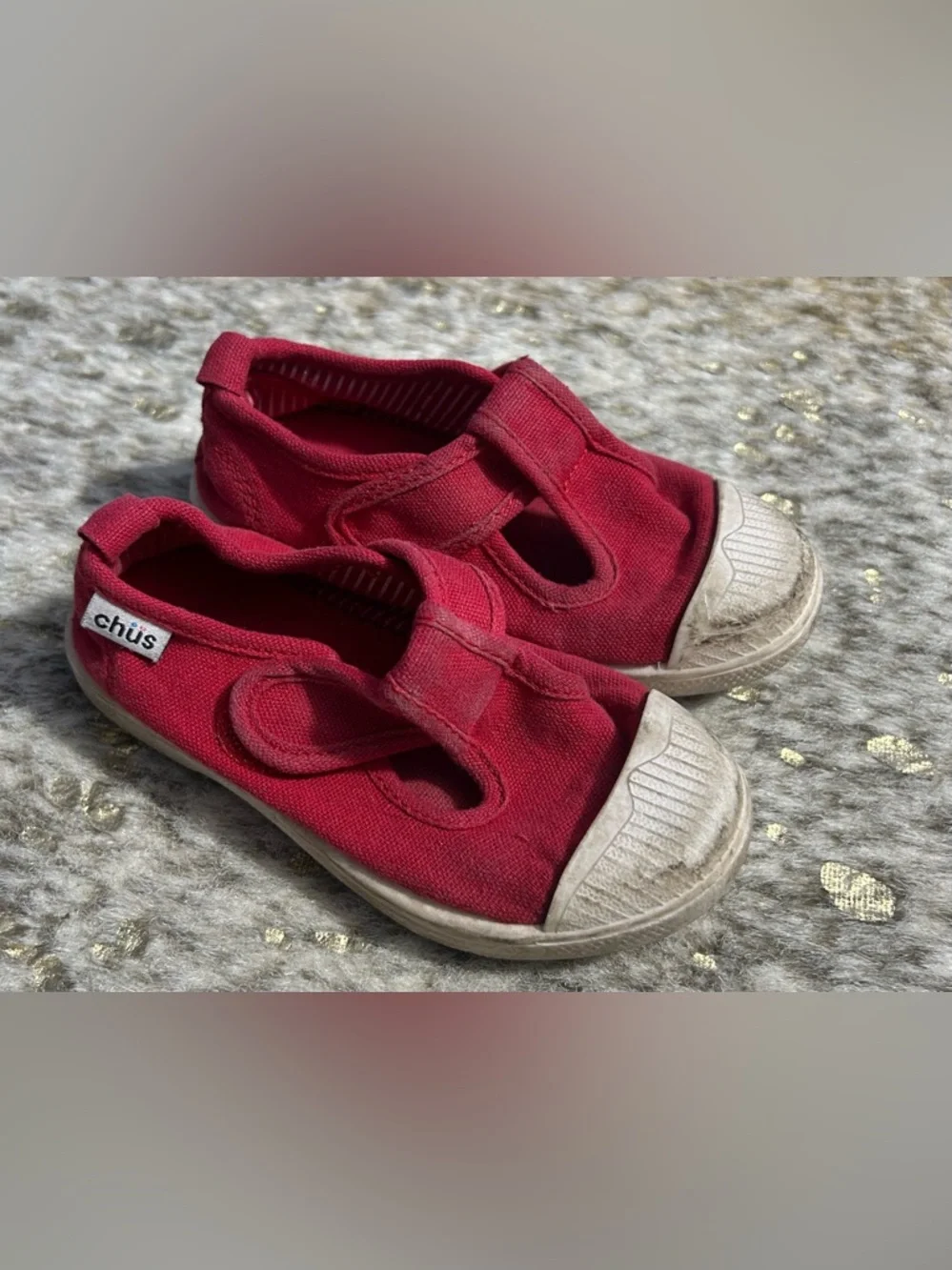 Chus Kids Red Canvas Sneakers with Hook-and-Loop Strap